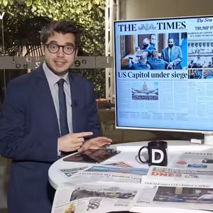 Demonstrant sedící v křesle Nancy Pelosi, reakce světových lídrů, zablokovaný Trumpův Twitter nebo komentáře předních novinářů ve speciálním DVTV Start