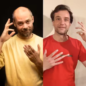 Ondra a Jiří Š Hájek (um. šéf Divadla v Řeznické)