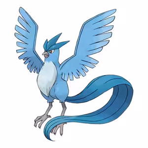 《Articuno》This legendary bird Pokémon can create blizzards by freezing moisture in the air.