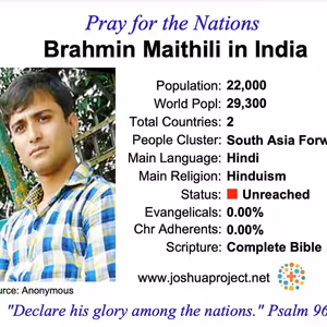 modlitby za NZES - Maithili Brahmin v Indii